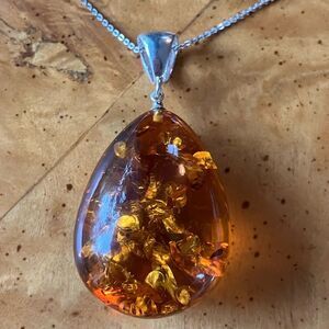 Natural Baltic Amber Sterling Silver Necklace